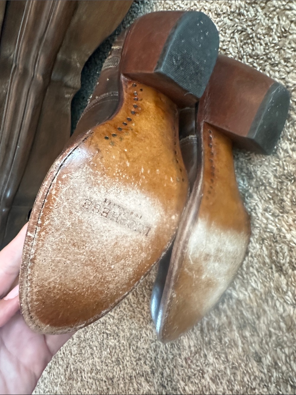 Lucchese Brown Studded Leather Western Ankle Booties - Picture 12 of 16